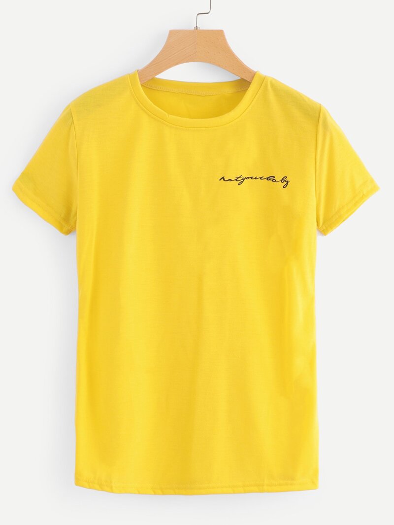 

Slogan Print Tee, Yellow
