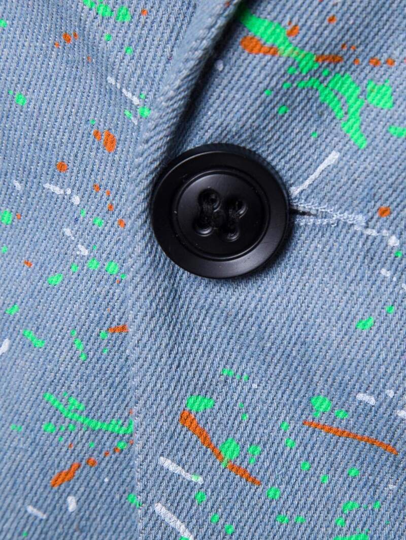 men paint splatter single button blazerfor women romwe