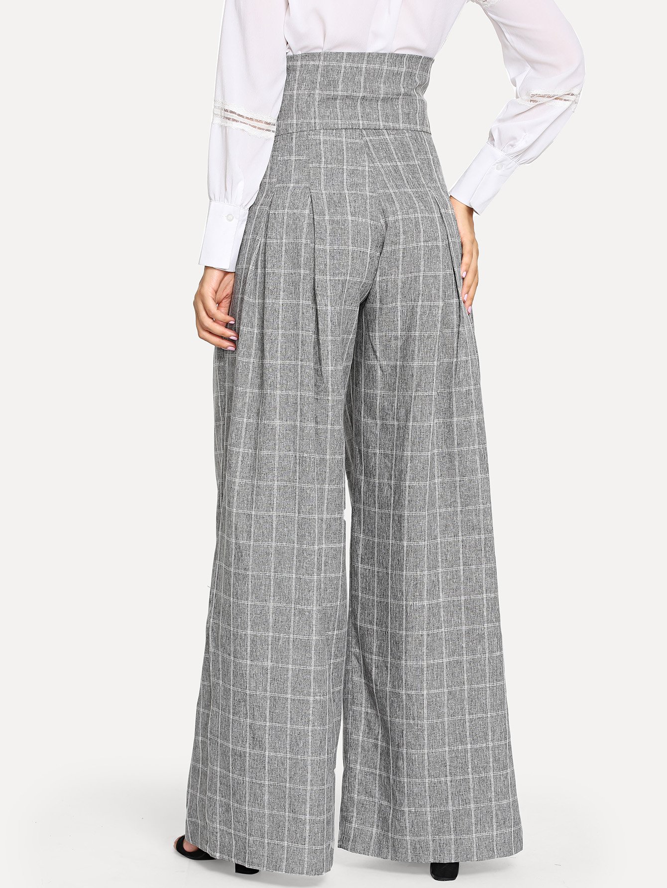 SHEIN Self Belted Box Pleated Palazzo 