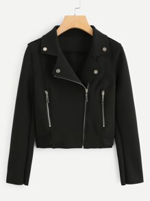 Zip Front Solid Jacket