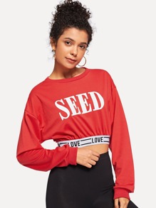 Drop Shoulder Letter Print Sweatshirt