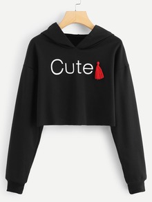 Letter Print Crop Sweatshirt