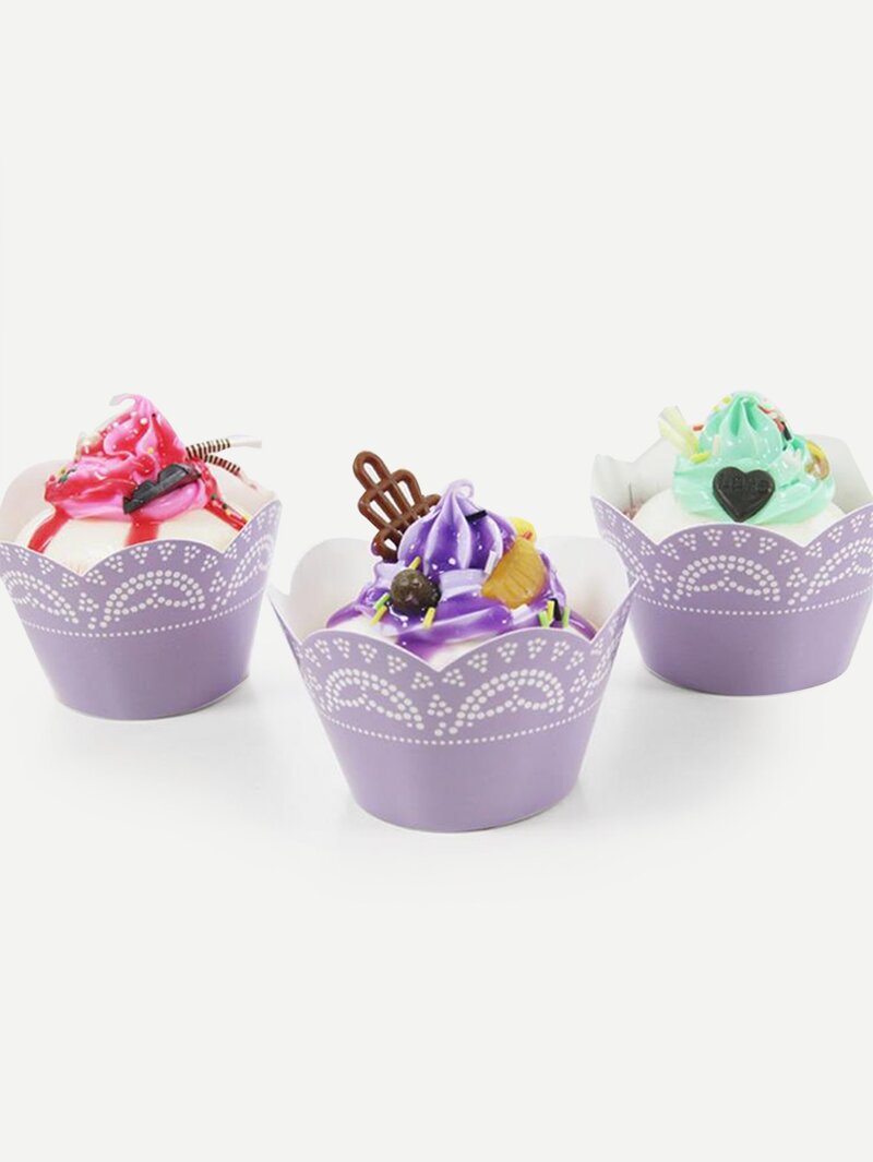

Lace Print Paper-cup Wrapper 12pcs, Purple