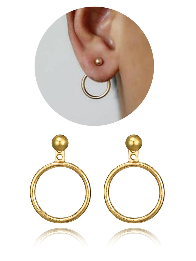 

Metal Circle Stud Hoop Earrings, Gold