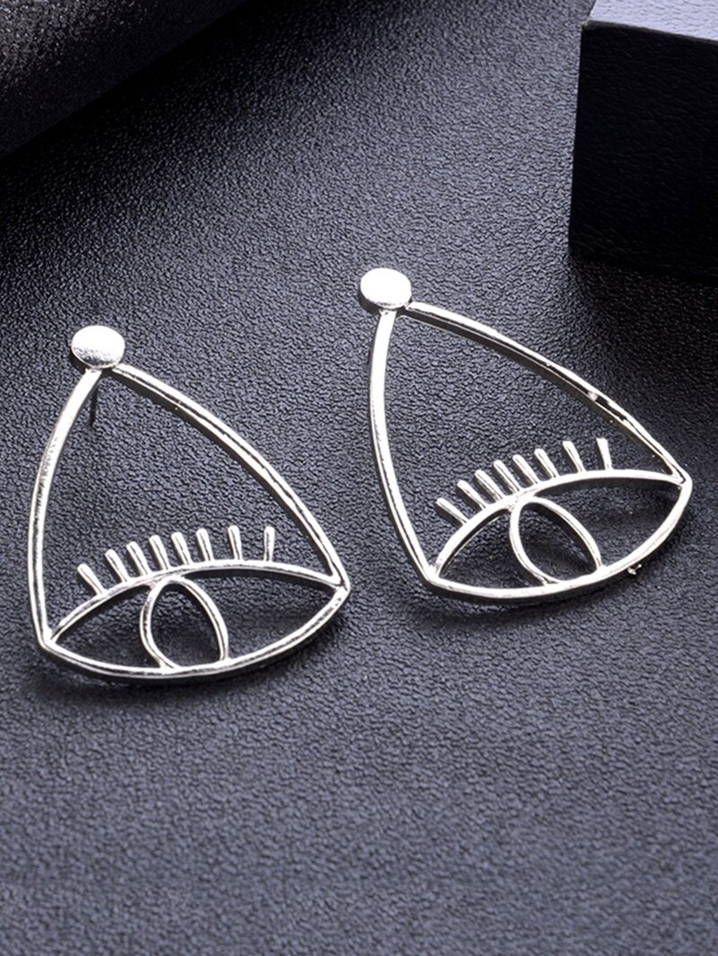 

Open Eye Design Stud Earrings, Silver