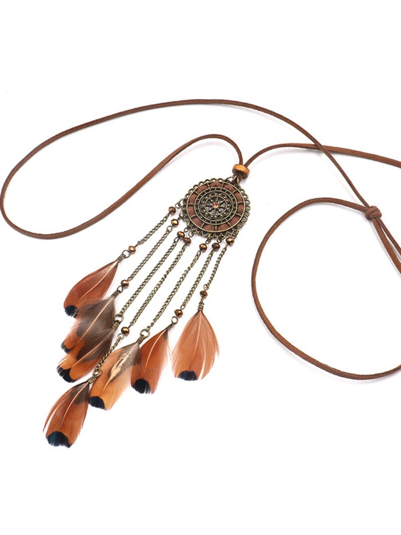 

Dreamcatcher Pendant Necklace, Brown