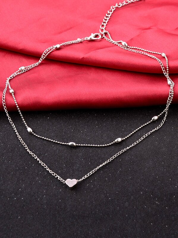 Heart Detail Layered Chain Necklace SHEIN USA