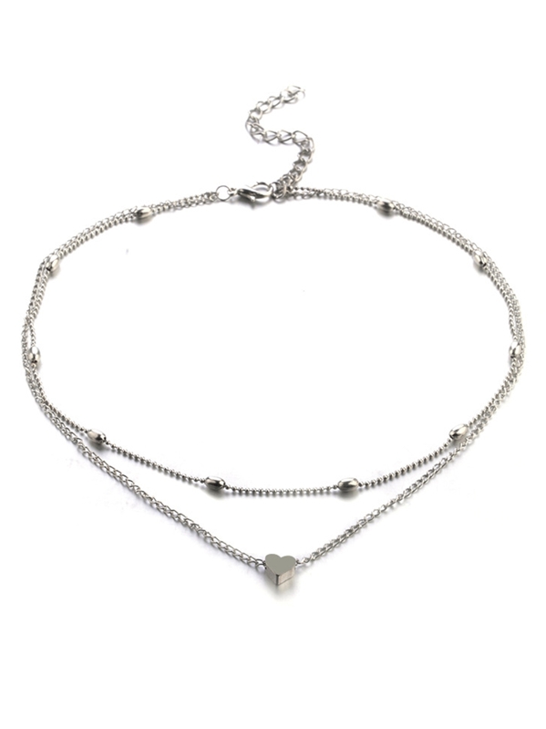 Heart Detail Layered Chain Necklace SHEIN USA