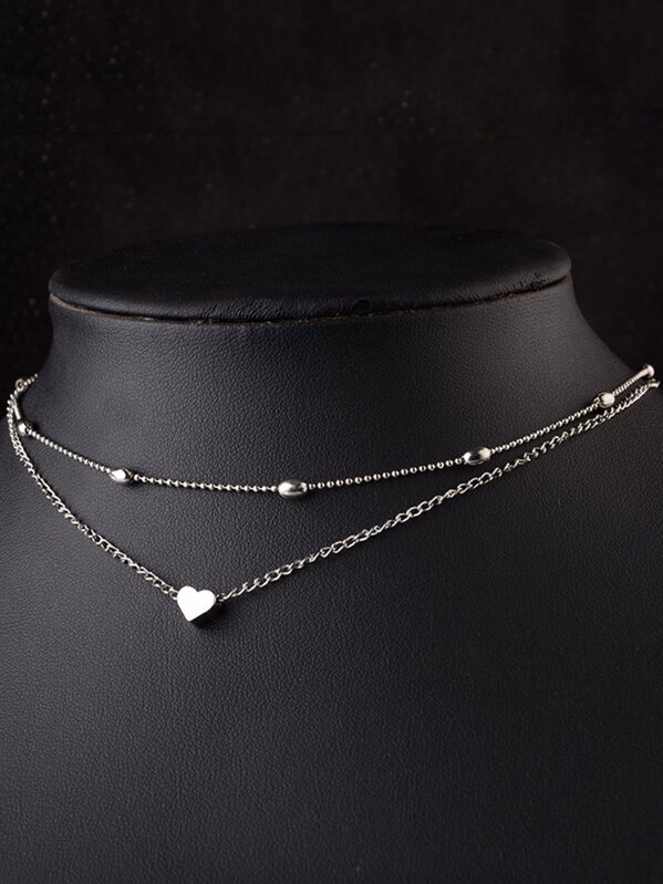 Heart Detail Layered Chain Necklace SHEIN USA
