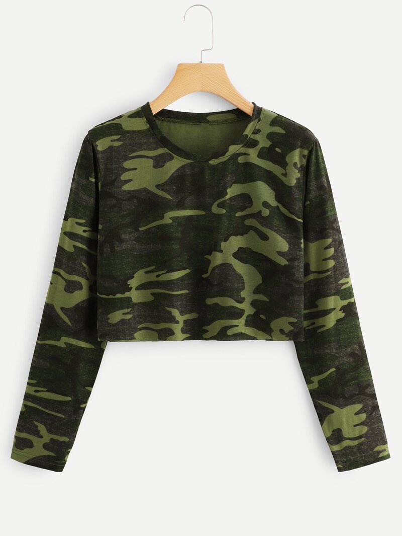 

Camo Print Crop Tee, Multicolor