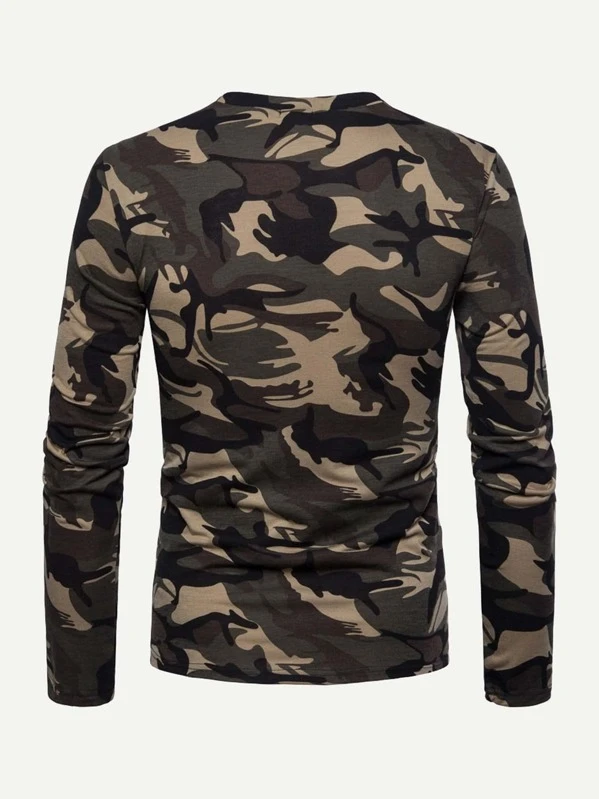 Camiseta de camuflaje de hombres de manga larga | Mode de Camiseta de camuflaje de hombres de manga larga | Mode de