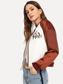 Drop Shoulder Embroidered Jacket