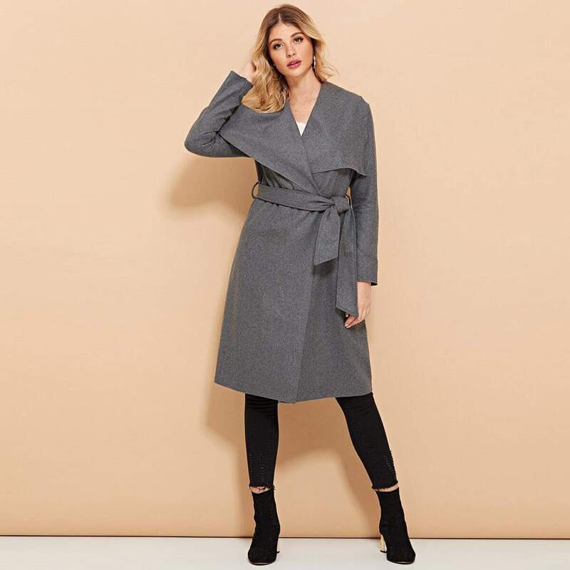 

Self Tie Solid Coat, Grey