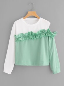 Cold Shoulder Frill Sweatshirt