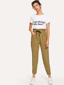 Drawstring Waist Frill Pants