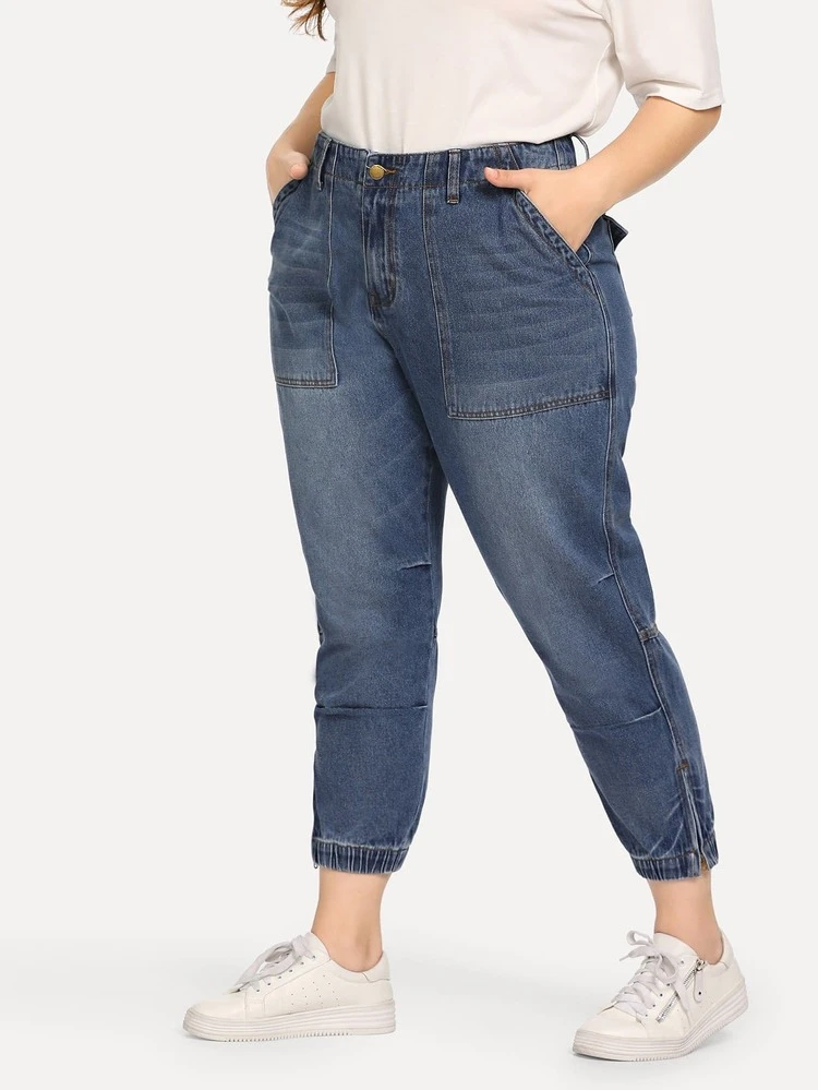 elastic hem jeans