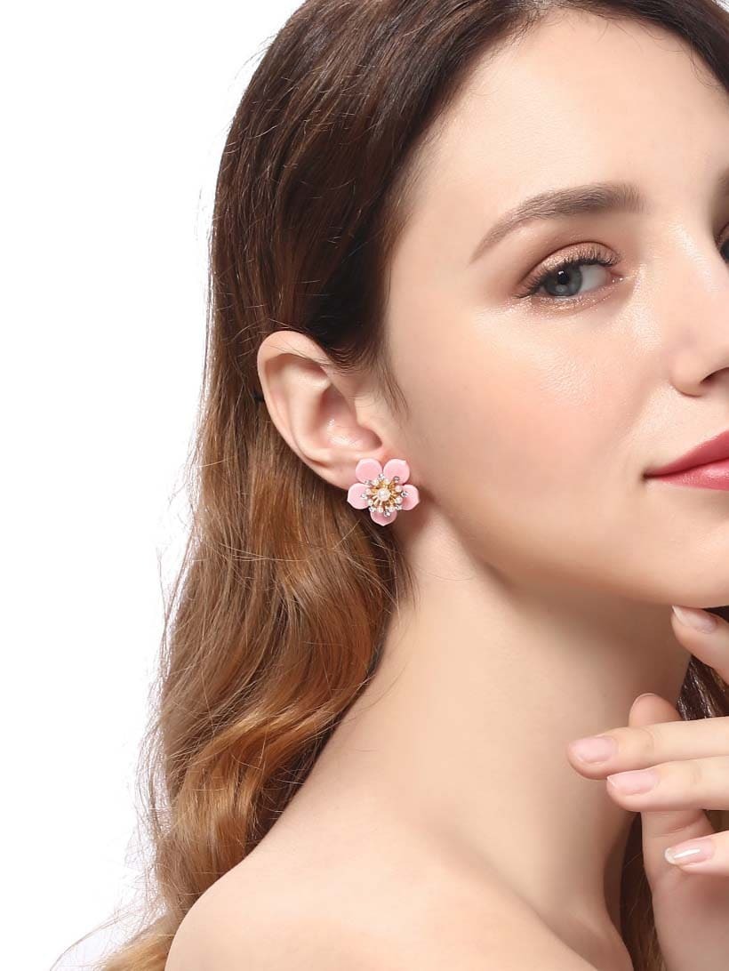 

Flower Shaped Stud Earrings, Pink