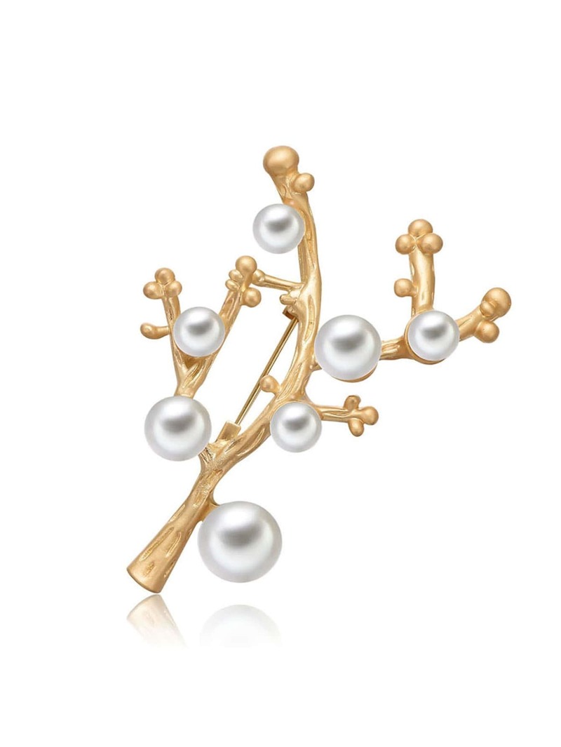 

Faux Pearl Branch Brooch, Gold