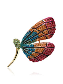 Rhinestone Engraved Insect Brooch