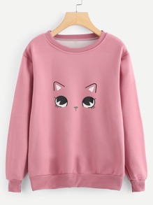 Cat Print Sweatshirt