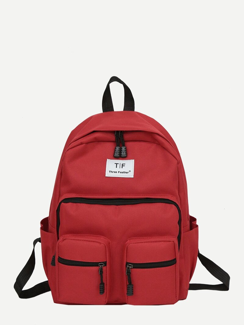 

Front Pocket Canvas Backpack, Red