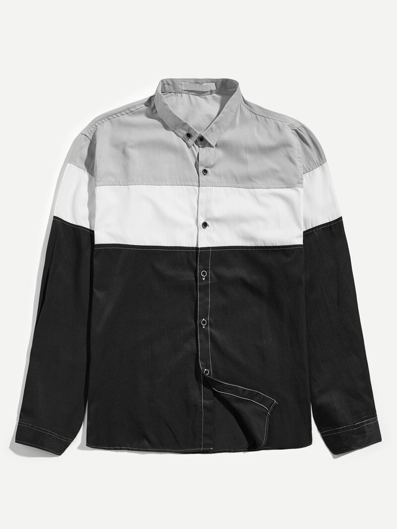 

Men Cut And Sew Panel Shirt, Multicolor