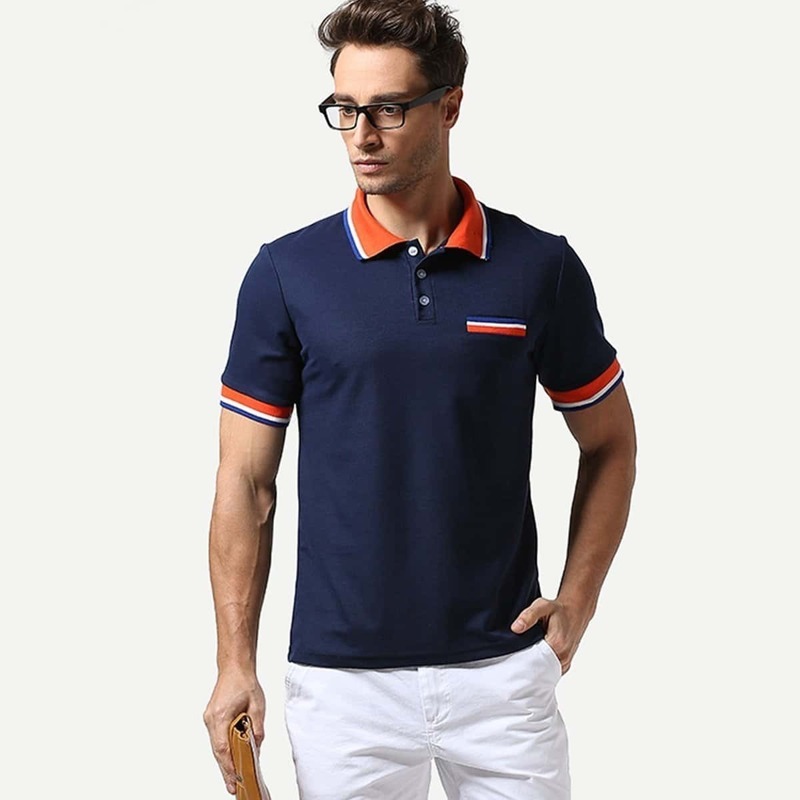 

Guys Contrast Striped Polo Shirt, Navy