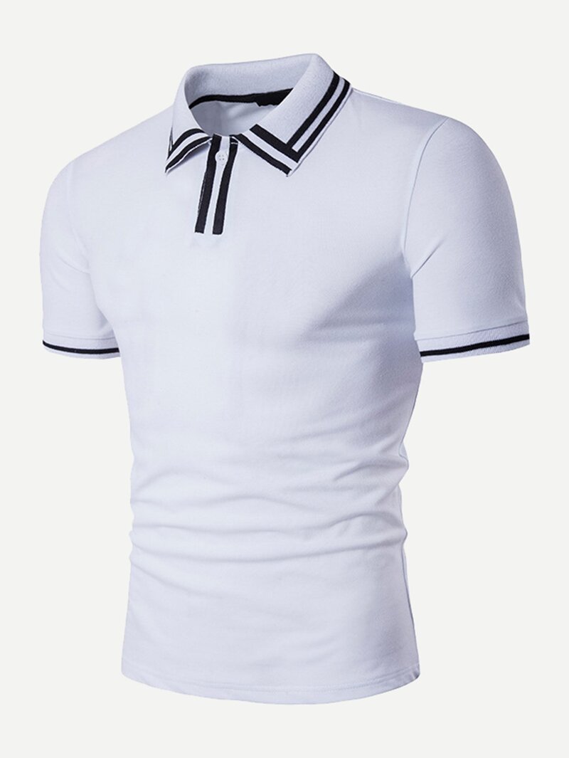 

Men Striped Detail Polo Shirt, White