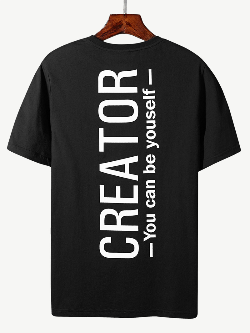 

Men Letter Print Back Tee, Black
