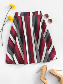 Elastic Waist Striped Skirt