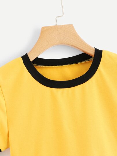 Contrast Ringer Crop Tee