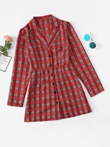 Plaid Single Breasted Dress