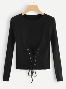 Lace Up Front Sweater