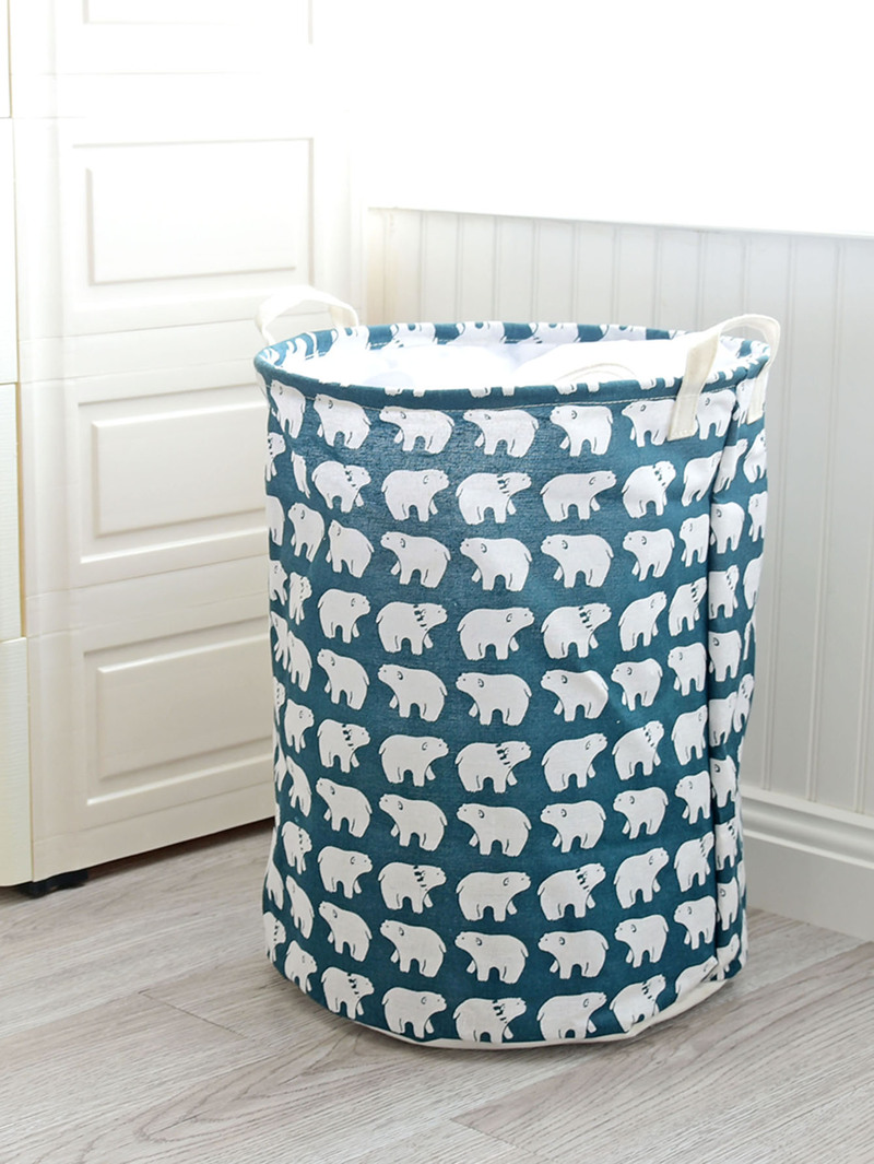 

Bear Print Round Storage Basket, Multicolor