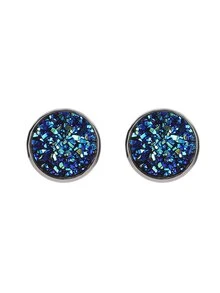 2 đôi bông tai hình tròn bầu trời đầy sao thời trang mới mờ thích hợp để đeo hàng ngày - Màu xanh lam - Xem 2