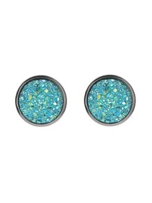 2 đôi bông tai hình tròn bầu trời đầy sao thời trang mới mờ thích hợp để đeo hàng ngày - Màu xanh lam - Xem 3