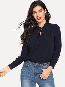 Solid Button Blouse