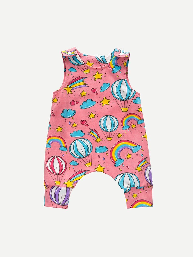 

Girls Cartoon Print Jumpsuit, Multicolor
