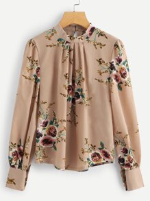 Bishop Sleeve Floral Print Blouse