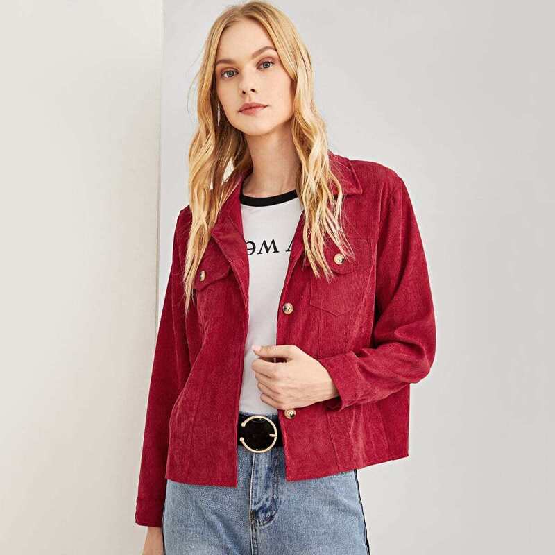 

Dual Pocket Corduroy Jacket, Red