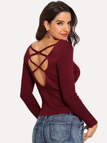 Criss Cross Back Ribbed Jumper