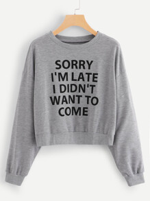 Letter Print Drop Shoulder Sweatshirt