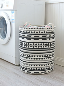 Geometric Print Round Storage Basket