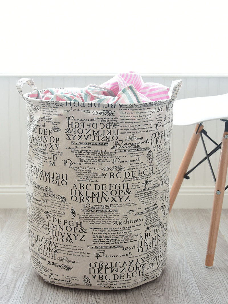 

Letter Print Round Storage Basket, Multicolor