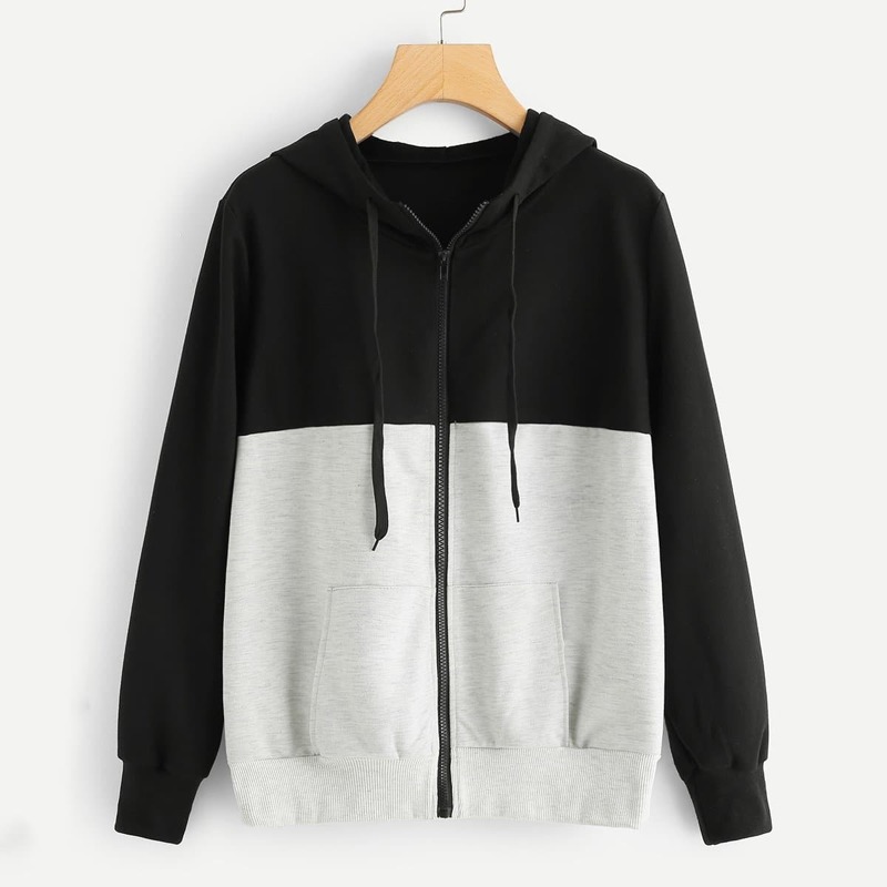 

Colorblock Zip Up Hooded Jacket, Multicolor