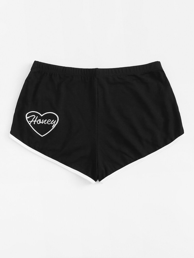 

Embroidered Letter Shorts, Black
