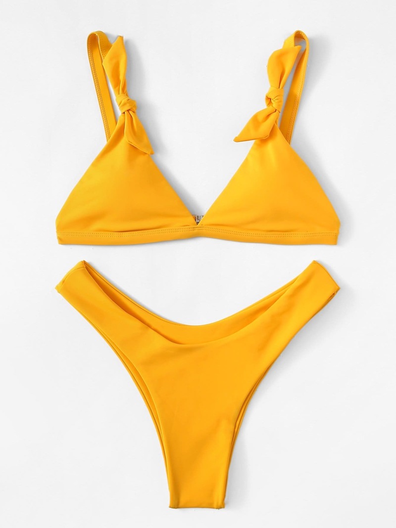 

Knot Plain Bikini Set, Yellow