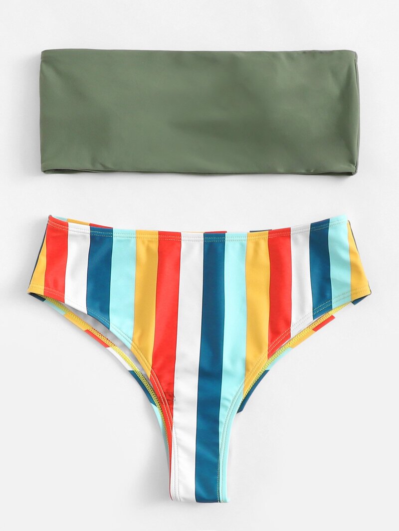 

Mix and Match Striped Bikini Set, Multicolor