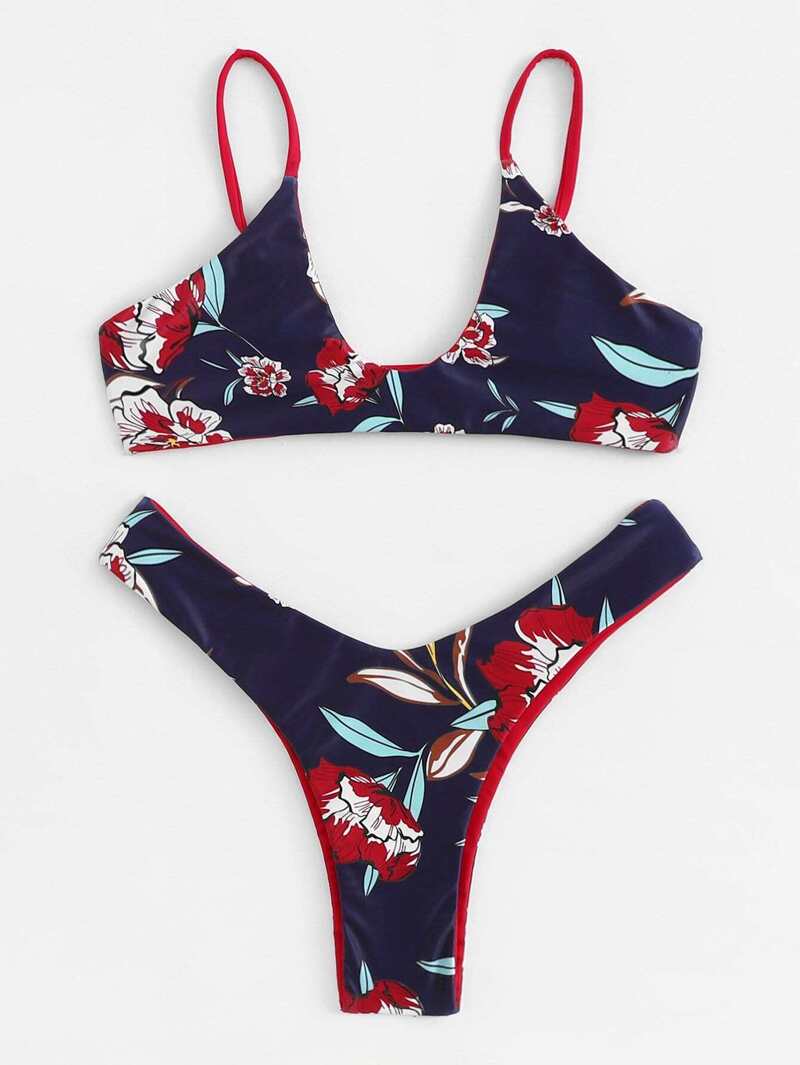 

Flower Print Bikini Set, Multicolor