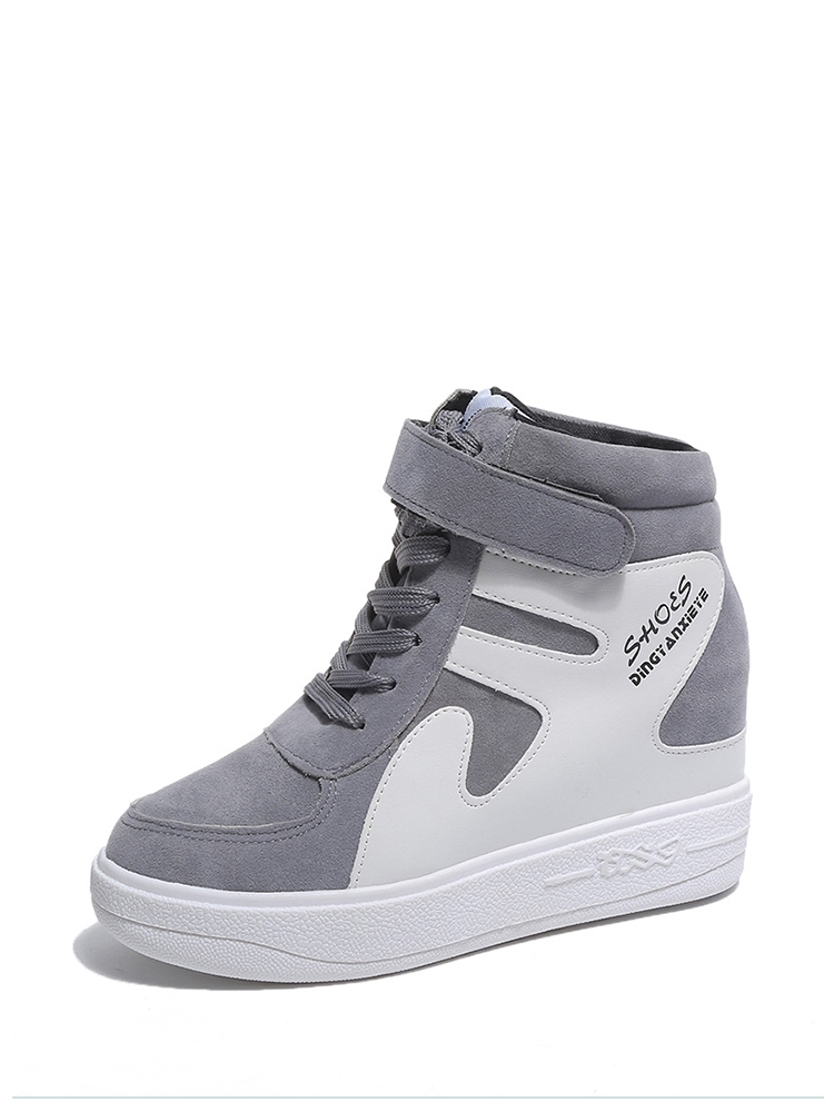 

Two Tone Lace Up Wedge Sneakers, Grey
